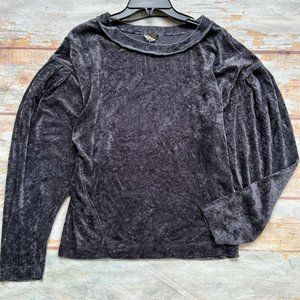 Free People Milan sweatshirt velvet grey bubble sleeve size S
